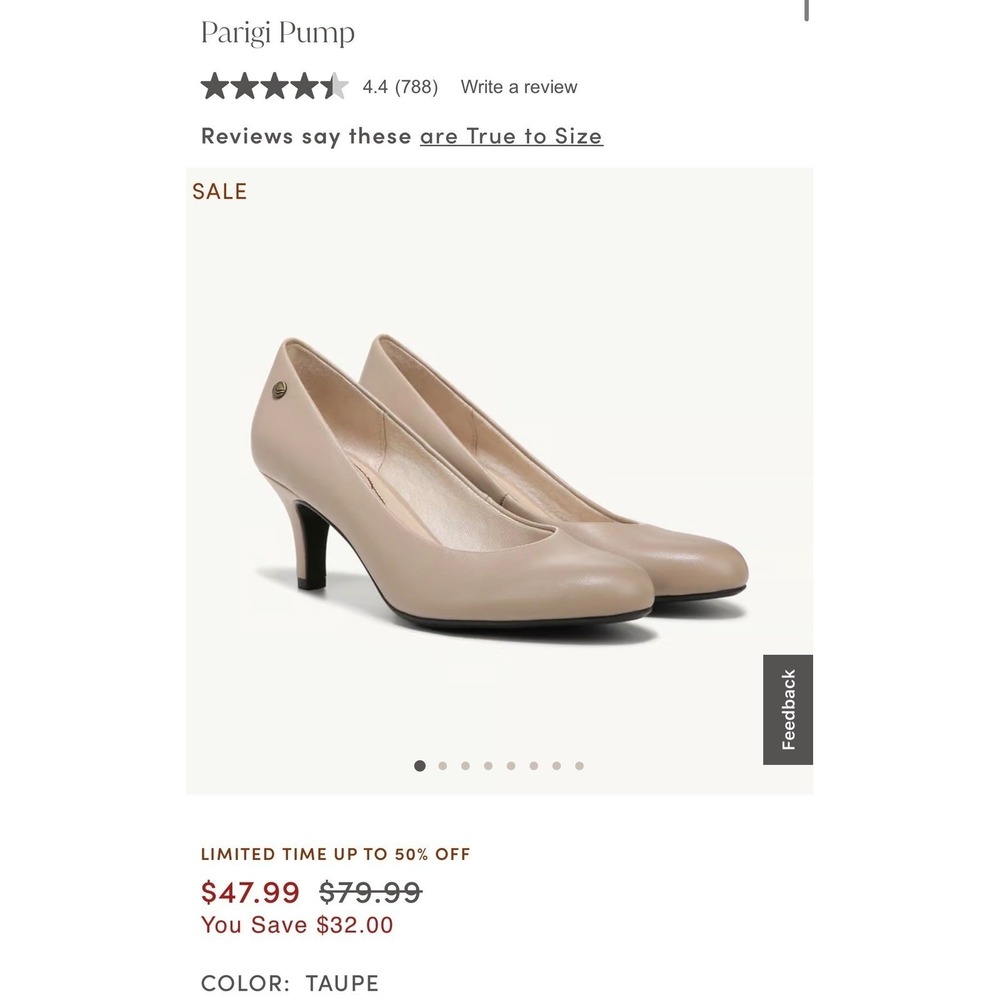 LifeStride Parigi Pump Taupe Womens Sz 7.5M Round Toe Kitten Heel Dress Shoe NEW - Picture 2 of 12